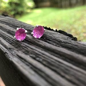 Pink Topaz Stud Earrings